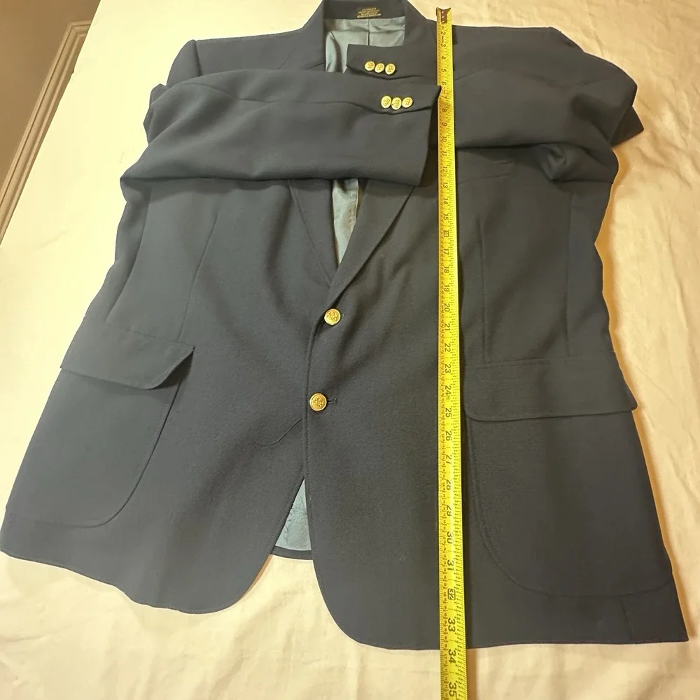 Stafford Executive Navy Blazer Jacket Gold Buttons 5OR Wool Blend Preppy Classic